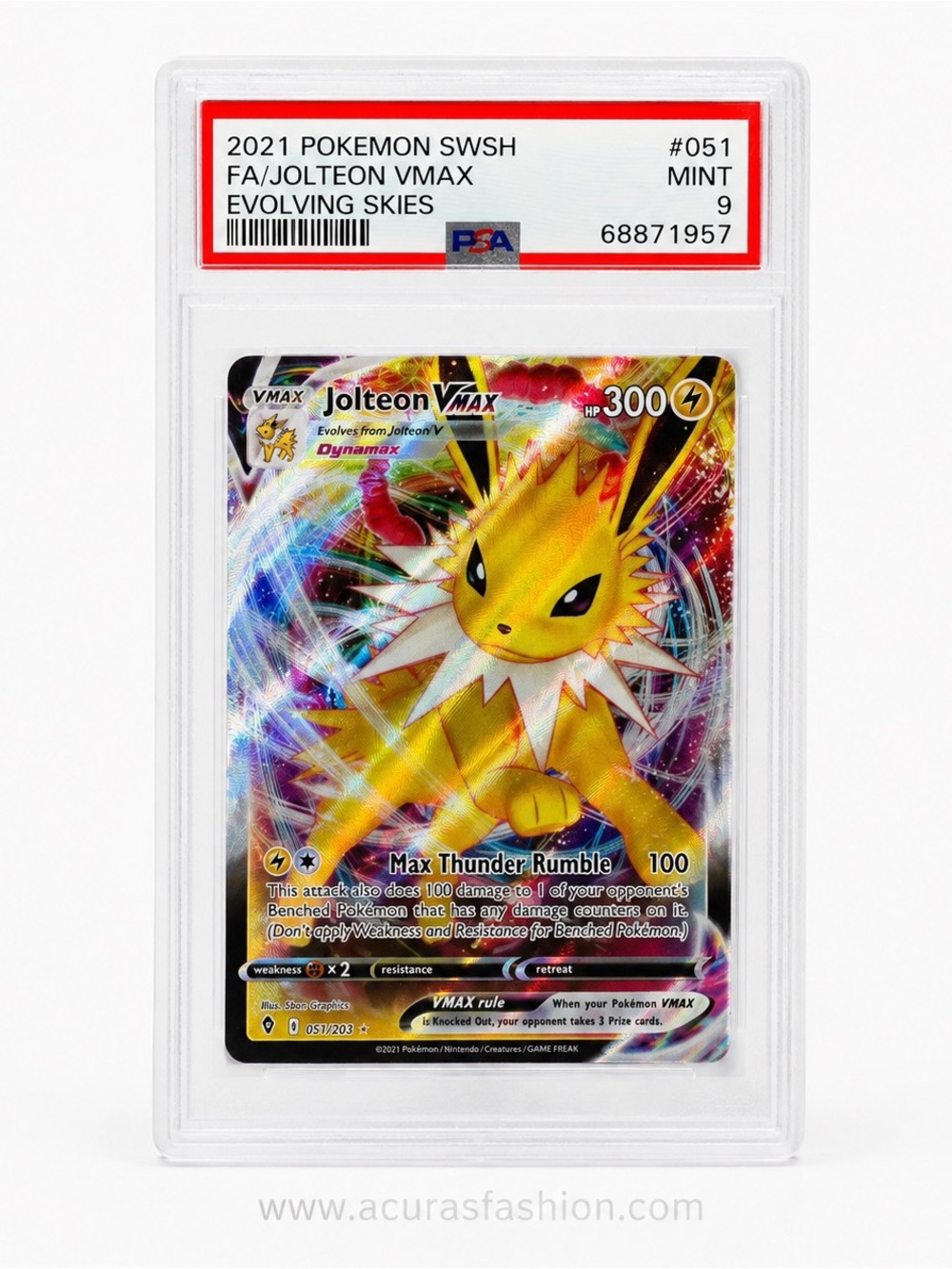 PSA 9 Mint Jolteon VMAX 051/203 Evolving Skies 2021